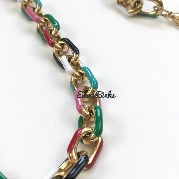 LAST ONE New Rainbow Color Block Chain Choker Necklace ~ Stainless Steel Enamel - Picture 6 of 16